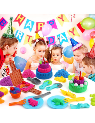 Kit de Juego Sensorial YIDESTARS - 1.81kg Arena Colorida y Moldes