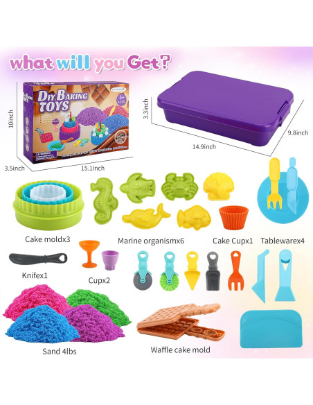 Kit de Juego Sensorial YIDESTARS - 1.81kg Arena Colorida y Moldes