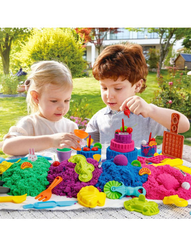 Kit de Juego Sensorial YIDESTARS - 1.81kg Arena Colorida y Moldes