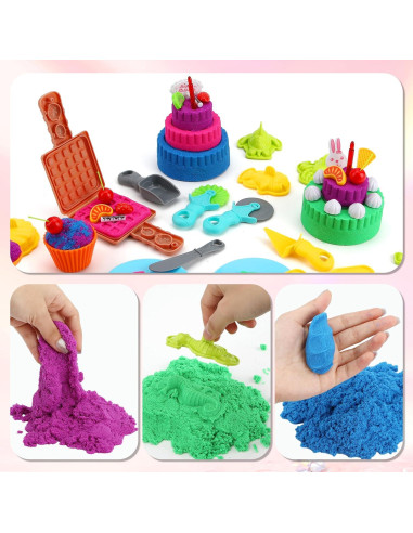 Kit de Juego Sensorial YIDESTARS - 1.81kg Arena Colorida y Moldes