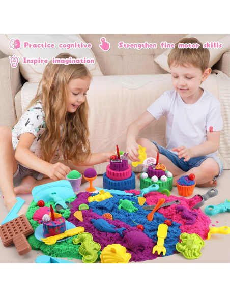 Kit de Juego Sensorial YIDESTARS - 1.81kg Arena Colorida y Moldes