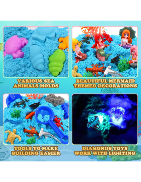 Caja Sensorial de Arena de Sirena GAIETYDIY 1kg con LED