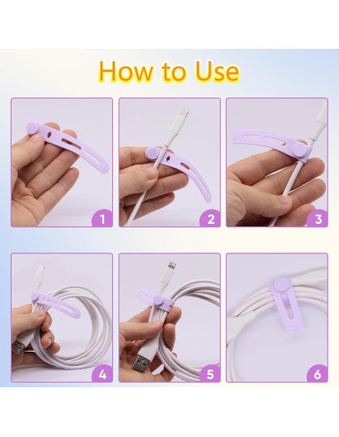 10 Correas de Silicona SQRUIHAO para Organizar Cables 7.62 cm