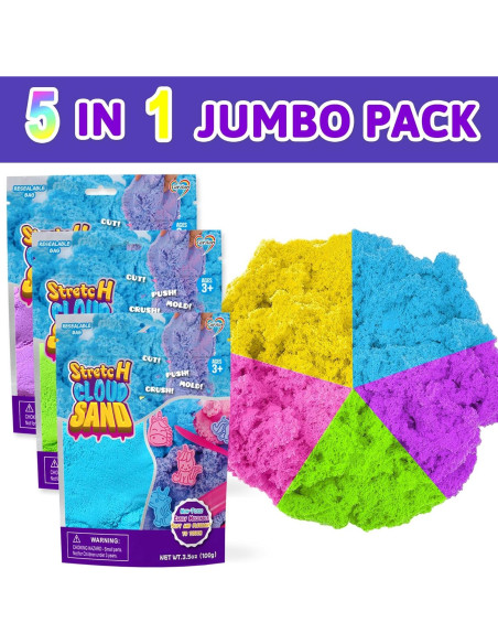 Kit de Arena Sensorial Colorida y Elástica Carolart - 5 Colores