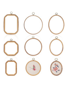 9 Aros de Bordado CIATBYYJ en Madera Imitación - Ovalados, Redondos y Octagonales