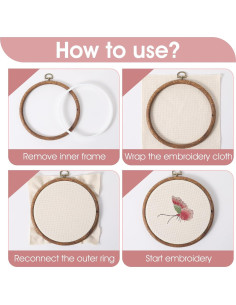 9 Aros de Bordado CIATBYYJ en Madera Imitación - Ovalados, Redondos y Octagonales 2