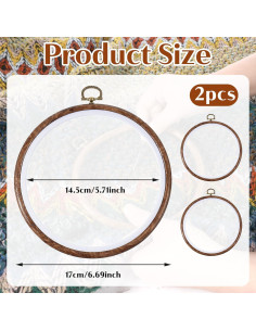 Aros de Bordado Redondos JIYIN 18cm - 2 Pcs Imitación Madera 2
