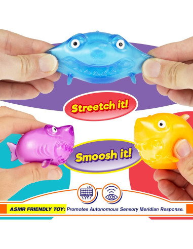 JA-RU Juguetes Squishy Tiburón Mini - Paquete de 24 Unidades