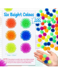 100 Pelotas Erizadas Mini Charniol 2.54 cm Multicolor 2