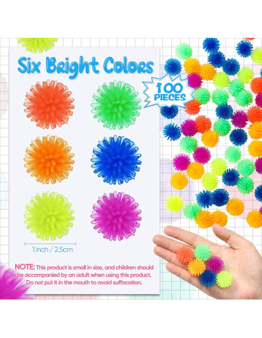 100 Pelotas Erizadas Mini Charniol 2.54 cm Multicolor