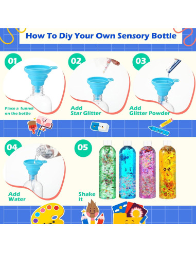 Baderke 24 Botellas Sensoriales Plásticas 400 ml con Accesorios