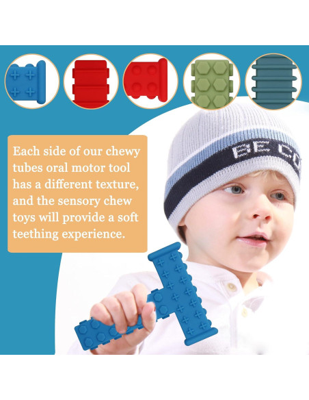 Juguetes Masticables Sensoriales Atsky - Paquete de 5 Tubos de Silicona