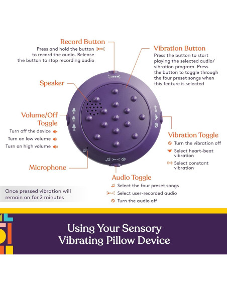 Almohada Vibrante Sensorial Suministros Especiales 30.48 cm Rosa/Amarillo