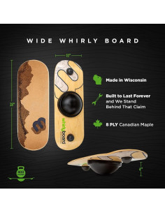 Tabla de Equilibrio Antifatiga Whirly Board 71x25cm Madera Arce 2