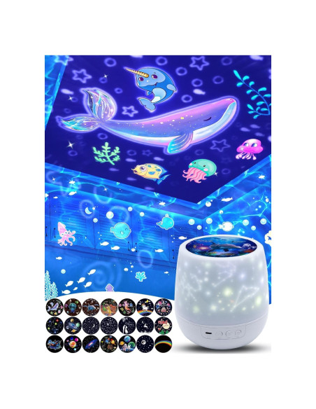 Proyector de Estrellas Luz Nocturna ET-HTXG 360 21 Películas