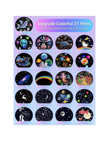 Proyector de Estrellas Luz Nocturna ET-HTXG 360 21 Películas