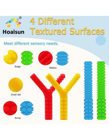 Juguetes Masticables Sensoriales para Niños Autistas - 4 Tubos de Silicona