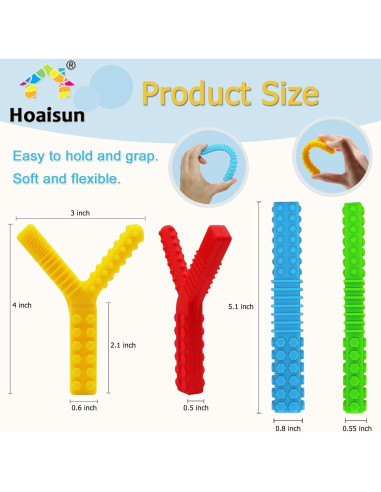 Juguetes Masticables Sensoriales para Niños Autistas - 4 Tubos de Silicona