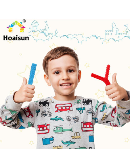 Juguetes Masticables Sensoriales para Niños Autistas - 4 Tubos de Silicona