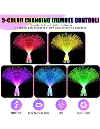 Lámpara de Fibra Óptica LED Tuanse 2 Piezas 34 cm Control Remoto