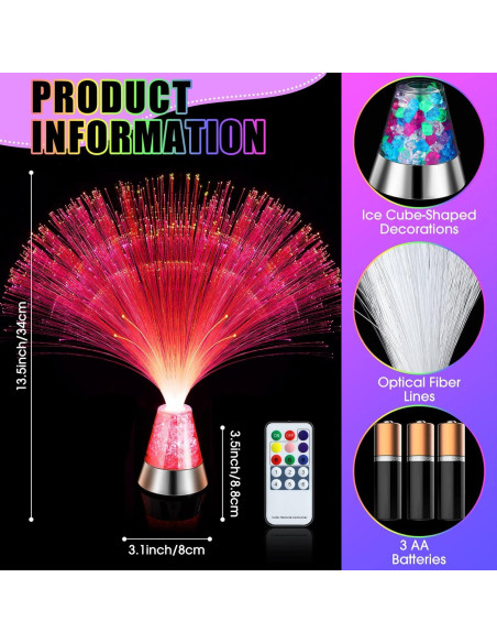 Lámpara de Fibra Óptica LED Tuanse 2 Piezas 34 cm Control Remoto