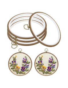 Aro de Bordado PATIKIL 18cm 4 Piezas Imitación Madera