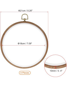 Aro de Bordado PATIKIL 18cm 4 Piezas Imitación Madera 2