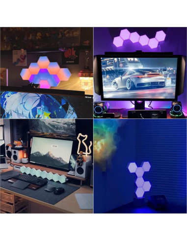 Luces LED Hexagonales Vcwtty con Control Remoto - 6 Pack RGB