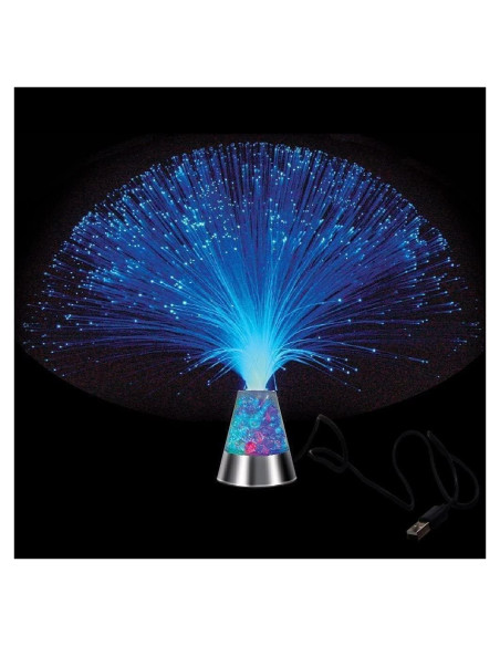 Lámpara de fibra óptica JALORDE 33 cm con base de cristales