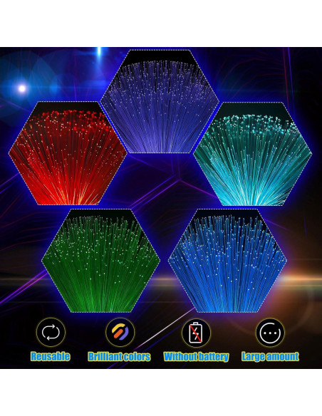 10 Piezas Lámpara de Fibra Óptica LED Patelai Multicolor 34.5 cm