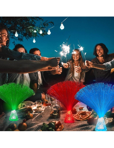 10 Piezas Lámpara de Fibra Óptica LED Patelai Multicolor 34.5 cm