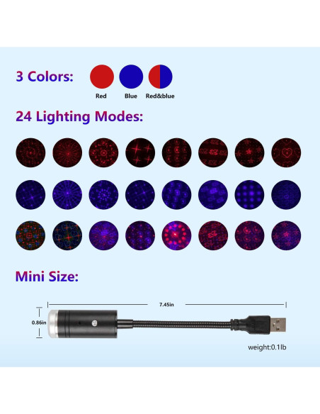 Proyector Luz Nocturna Aevdor Estrella 9 Modos 24 Efectos