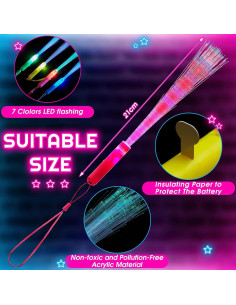 Varitas Luminosas LED Kasyat 10 Piezas Fibra Óptica Multicolor 2