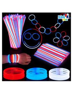 Palos Brillantes JOYIN 200 Pcs 20 cm Rojo Azul Blanco Fiesta