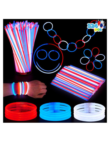 Palos Brillantes JOYIN 200 Pcs 20 cm Rojo Azul Blanco Fiesta