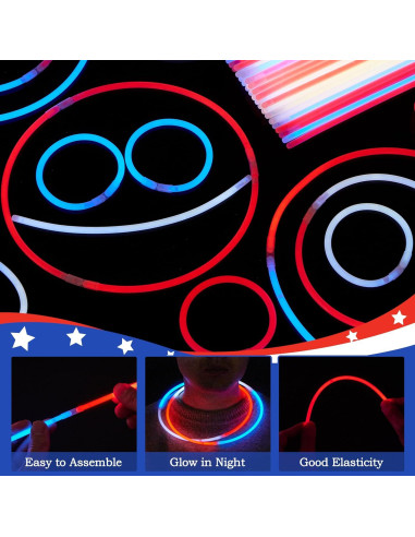 Palos Brillantes JOYIN 200 Pcs 20 cm Rojo Azul Blanco Fiesta