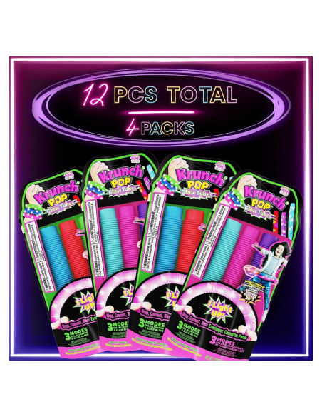 Tuberías Krunch Pop Glow - Paquete de 12 tuberías luminosas