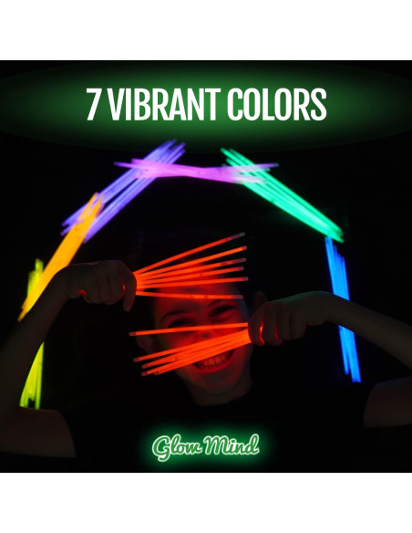100 Palos de Luz Brillantes Glow Mind 20.32 cm para Fiestas