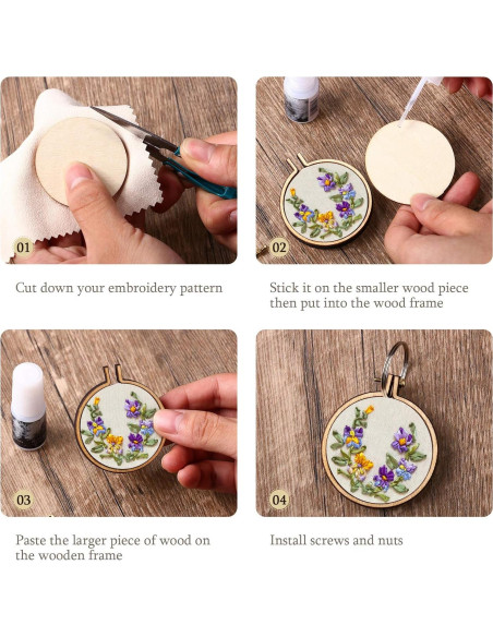 Mini Aros de Bordado de Madera Syhood - 16 Juegos Variados