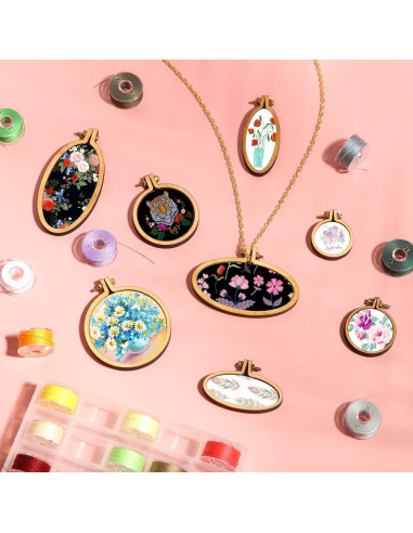 Mini Aros de Bordado de Madera Syhood - 16 Juegos Variados