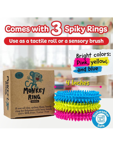 Anillos Sensoriales Espinosos IMPRESA - Paquete de 3 - 5.08 cm Interior