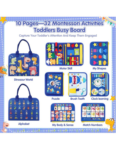 Tablero Ocupado Montessori Goobaetoy 10 Páginas Dinosaurio