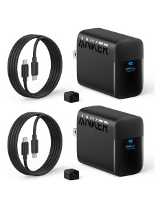 Cargador USB-C Anker 45W Rápido con 2 Cables 1.5m Negro