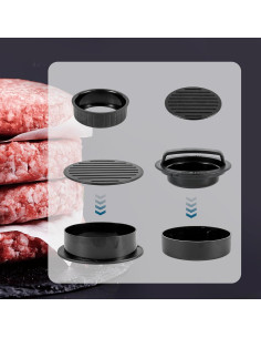 Hacedor de Hamburguesas 3-en-1 Koweea Antiadherente con 100 Hojas 2