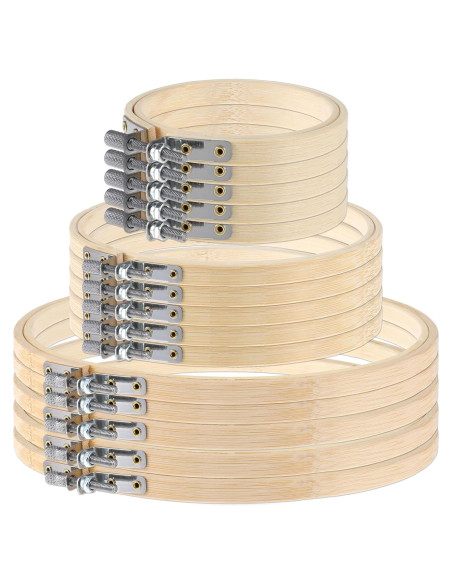 15 Aros de Bordado de Madera Bambú 3 Tamaños 8cm 15cm 20cm