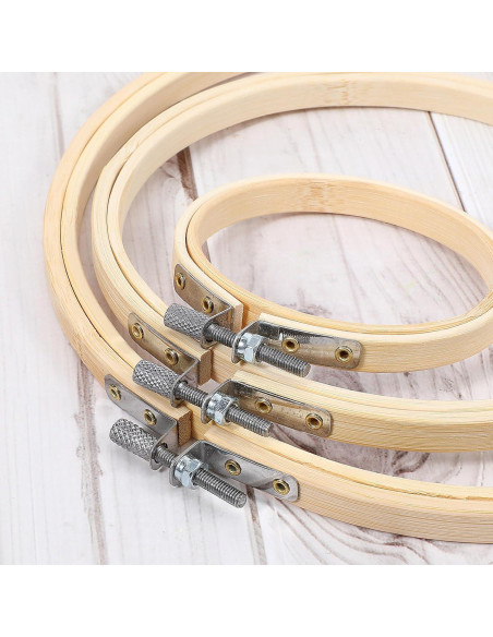15 Aros de Bordado de Madera Bambú 3 Tamaños 8cm 15cm 20cm