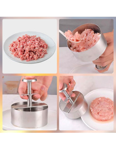 Prensa de Carne para Hamburguesas Owfeel, Acero Inoxidable 304, 11.4 cm 2