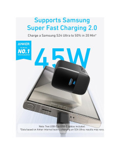 Cargador USB-C Anker 45W Rápido con 2 Cables 1.5m Negro 2