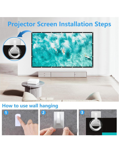 Pantalla de Proyector Plegable KEJOG 213 cm 16:9 Doble Cara