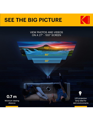 Proyector Portátil KODAK FLIK X2 100" (254 cm) HDMI USB